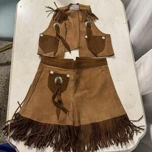 Pioneer Vintage Western Cowboys Vest Skirt Suede Leather Child’s Girls Small